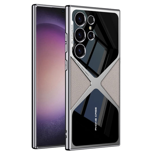 For Samsung Galaxy S23 Ultra GKK Leather Electroplating Supersonic Speed Shockproof Phone Case(White) by GKK