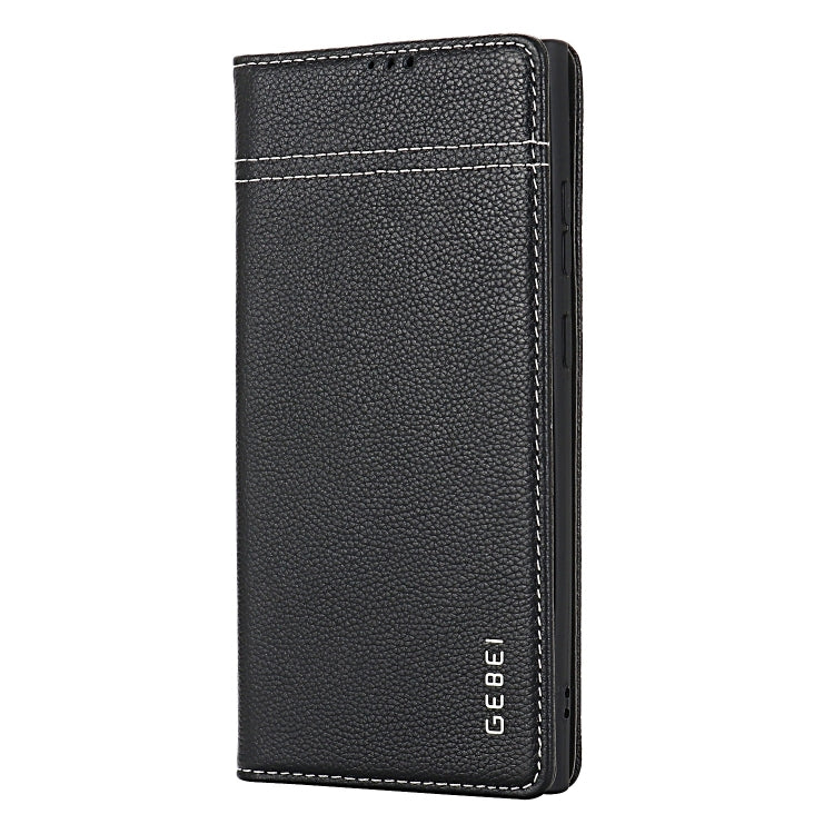 For Samsung Galaxy S24 5G GEBEI Top-grain Horizontal Flip Leather Phone Case(Black) by GEBEI
