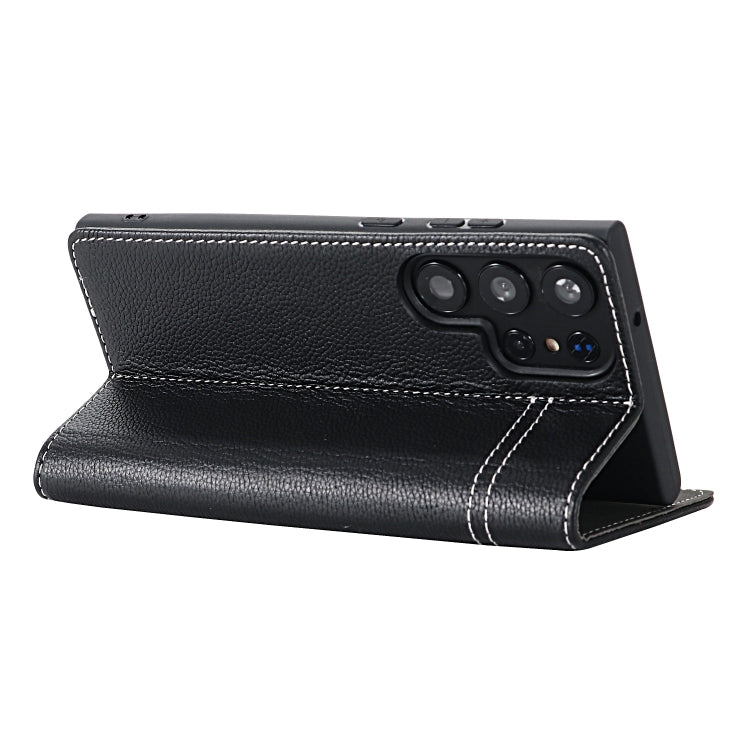 For Samsung Galaxy S24 5G GEBEI Top-grain Horizontal Flip Leather Phone Case(Black) by GEBEI