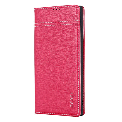 For Samsung Galaxy S24+ 5G GEBEI Top-grain Horizontal Flip Leather Phone Case(Rose Red) by GEBEI