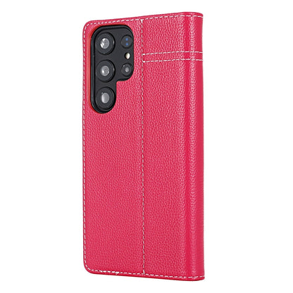 For Samsung Galaxy S24+ 5G GEBEI Top-grain Horizontal Flip Leather Phone Case(Rose Red) by GEBEI