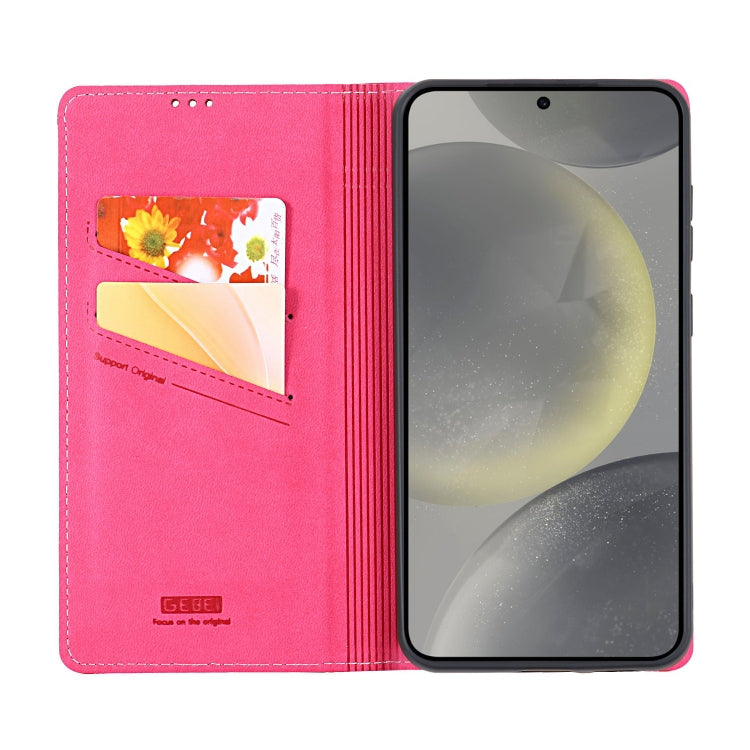 For Samsung Galaxy S24+ 5G GEBEI Top-grain Horizontal Flip Leather Phone Case(Rose Red) by GEBEI