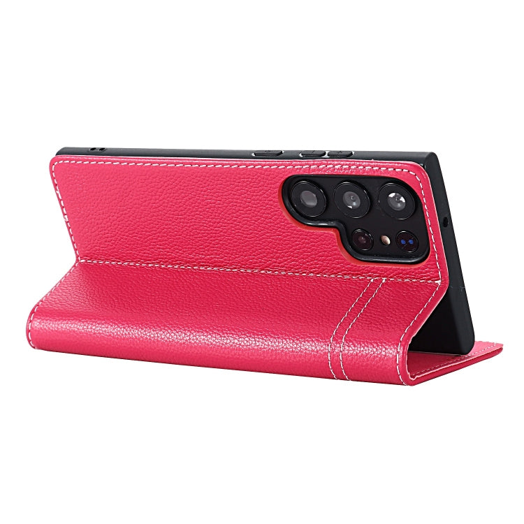 For Samsung Galaxy S24 Ultra 5G GEBEI Top-grain Horizontal Flip Leather Phone Case(Rose Red) by GEBEI