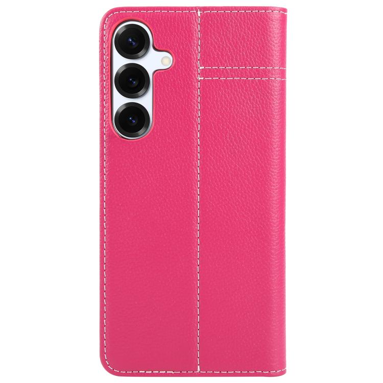 For Samsung Galaxy S25+ 5G GEBEI Top-grain Horizontal Flip Leather Phone Case(Rose Red) by GEBEI