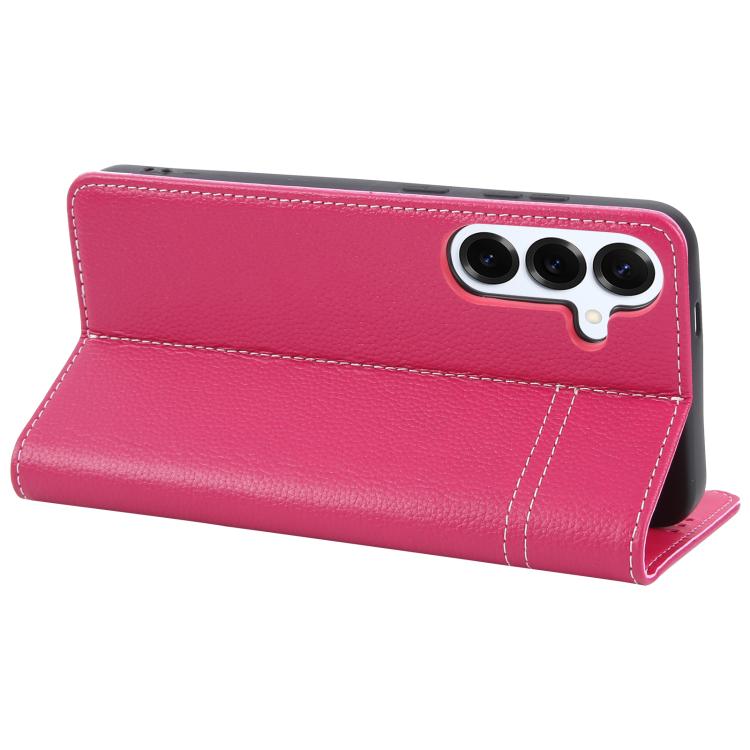 For Samsung Galaxy S25+ 5G GEBEI Top-grain Horizontal Flip Leather Phone Case(Rose Red) by GEBEI