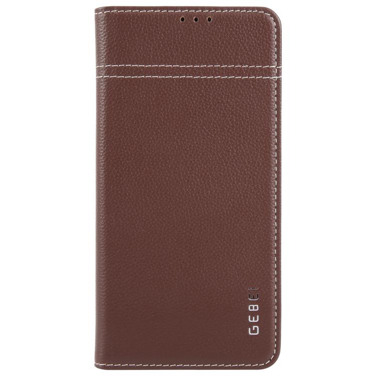 For Samsung Galaxy S25 5G GEBEI Top-grain Horizontal Flip Leather Phone Case(Brown) by GEBEI