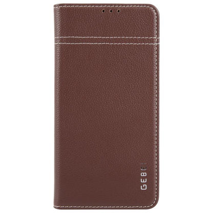 For Samsung Galaxy S25 5G GEBEI Top-grain Horizontal Flip Leather Phone Case(Brown) by GEBEI