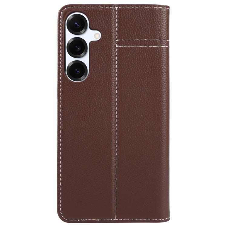 For Samsung Galaxy S25 5G GEBEI Top-grain Horizontal Flip Leather Phone Case(Brown) by GEBEI