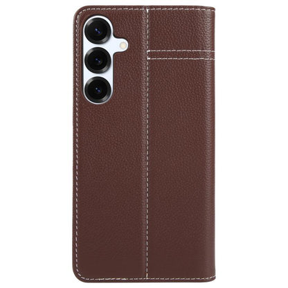 For Samsung Galaxy S25 5G GEBEI Top-grain Horizontal Flip Leather Phone Case(Brown) by GEBEI