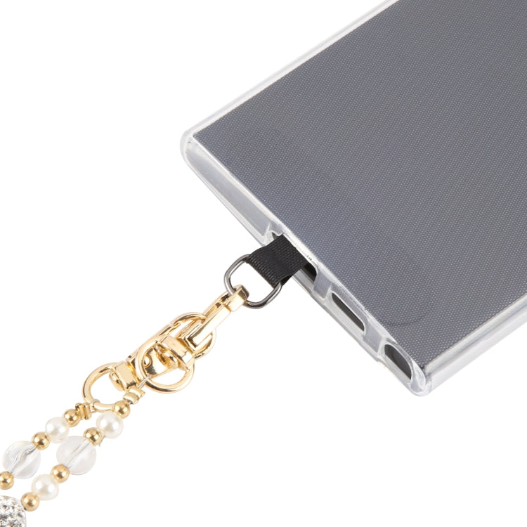 Mobile Phone Anti-lost Long Chain Flash Diamond Pearl Crossbody Lanyard(Pink) by bashfashion