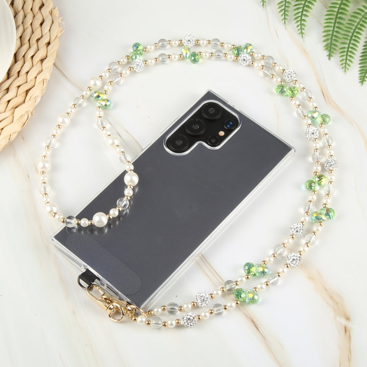 Mobile Phone Anti-lost Long Chain Flash Diamond Pearl Crossbody Lanyard(Black) by bashfashion