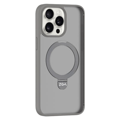 For iPhone 15 Pro ZGA Magsafe Holder PC Hybrid TPU Phone Case(Grey) by ZGA
