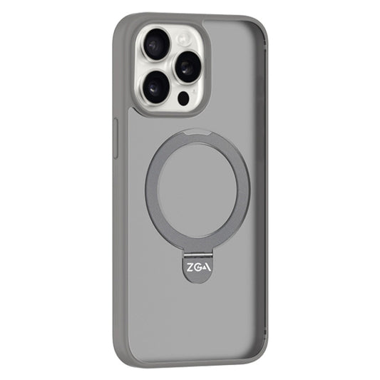 For iPhone 15 Pro ZGA Magsafe Holder PC Hybrid TPU Phone Case(Grey) by ZGA
