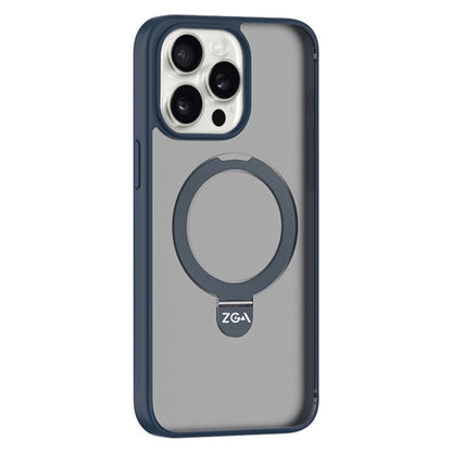 For iPhone 15 Pro ZGA Magsafe Holder PC Hybrid TPU Phone Case(Blue) by ZGA