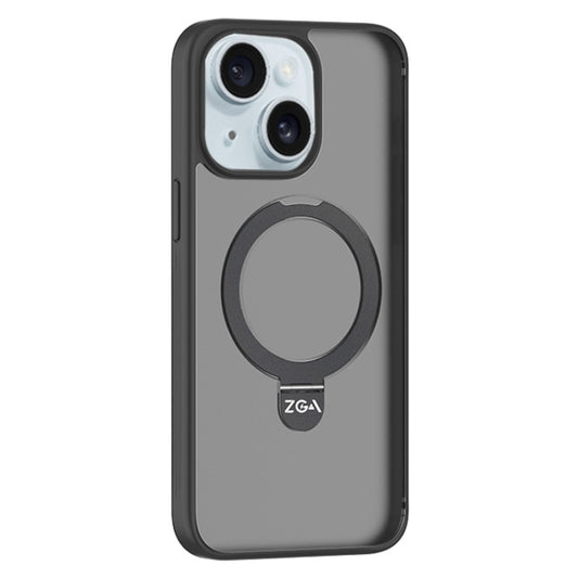 For iPhone 15 Plus ZGA Magsafe Holder PC Hybrid TPU Phone Case(Black) by ZGA