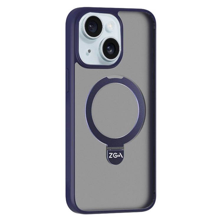 For iPhone 15 Plus ZGA Magsafe Holder PC Hybrid TPU Phone Case(Purple) by ZGA