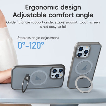 For iPhone 15 Pro ZGA Magsafe Holder PC Hybrid TPU Phone Case(Grey) by ZGA