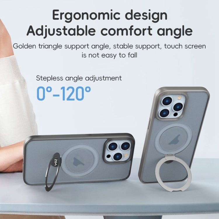 For iPhone 15 Pro ZGA Magsafe Holder PC Hybrid TPU Phone Case(Black) by ZGA