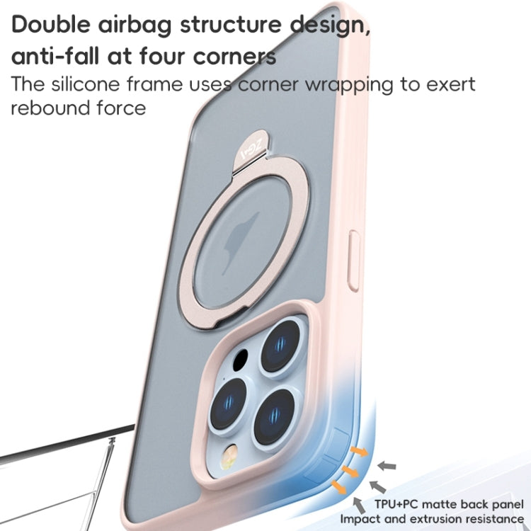 For iPhone 15 Pro Max ZGA Magsafe Holder PC Hybrid TPU Phone Case(Blue) by ZGA