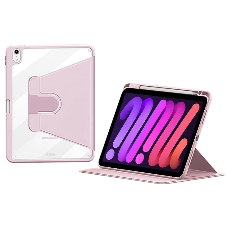 For iPad mini 6 / mini 2024 ZGA Tri-Fold 360 Rotation Smart Leather Tablet Case(Pink) by ZGA