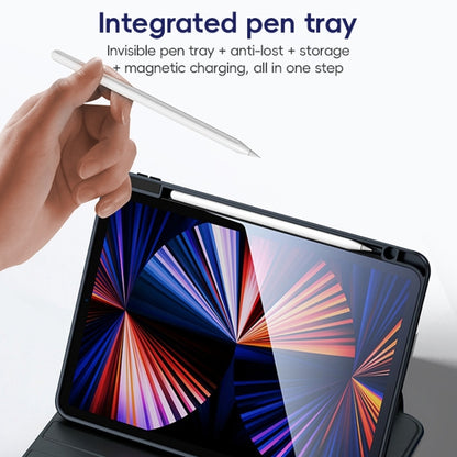 For iPad Pro 12.9 2022/2021/2020 ZGA Tri-Fold 360 Rotation Smart Leather Tablet Case(Pink) by ZGA