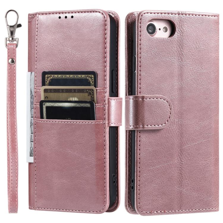 For iPhone 16e Simple 6-Card Wallet Leather Phone Case(Rose Gold) by bashfashion