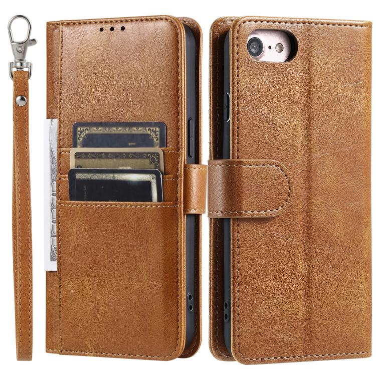 For iPhone 16e Simple 6-Card Wallet Leather Phone Case(Brown) by bashfashion