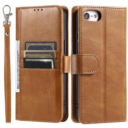 For iPhone 16e Simple 6-Card Wallet Leather Phone Case(Brown) by bashfashion