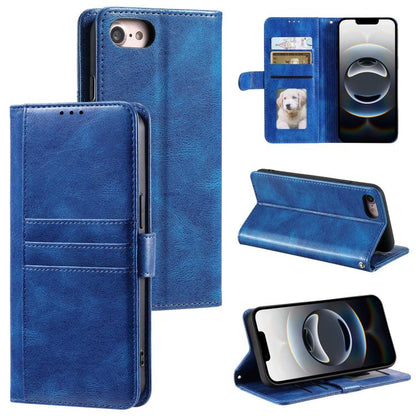 For iPhone 16e Simple 6-Card Wallet Leather Phone Case(Blue) by bashfashion