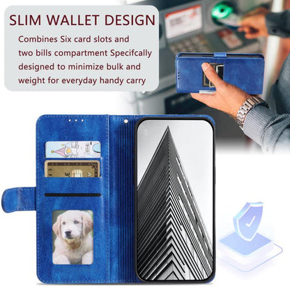 For iPhone 16e Simple 6-Card Wallet Leather Phone Case(Blue) by bashfashion