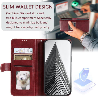 For iPhone 16e Simple 6-Card Wallet Leather Phone Case(Wine Red) by bashfashion