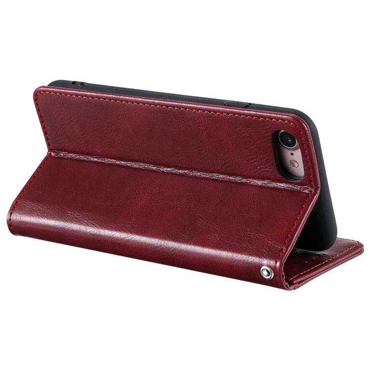 For iPhone 16e Simple 6-Card Wallet Leather Phone Case(Wine Red) by bashfashion