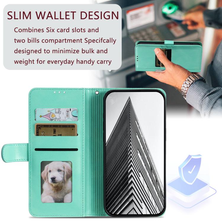 For iPhone 16e Simple 6-Card Wallet Leather Phone Case(Green) by bashfashion