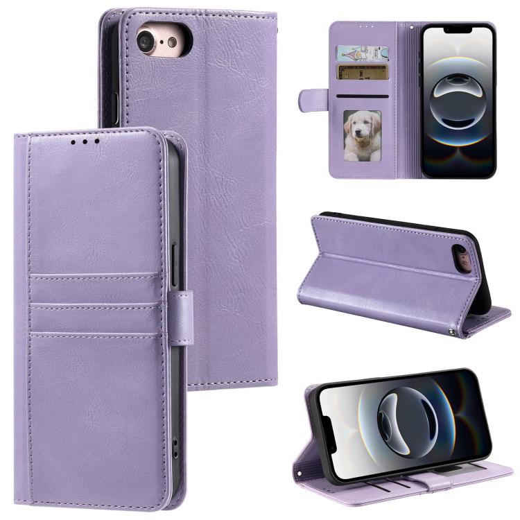 For iPhone 16e Simple 6-Card Wallet Leather Phone Case(Purple) by bashfashion