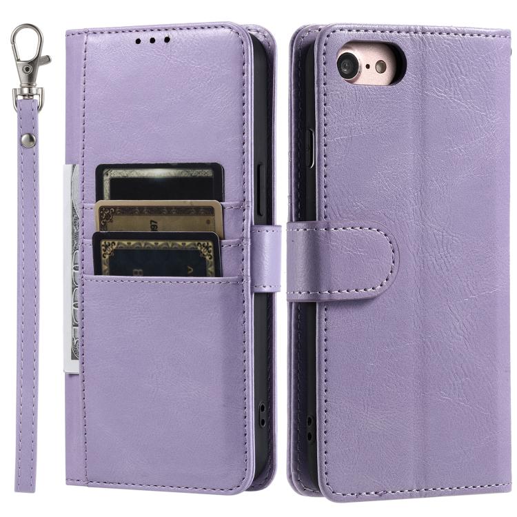 For iPhone 16e Simple 6-Card Wallet Leather Phone Case(Purple) by bashfashion