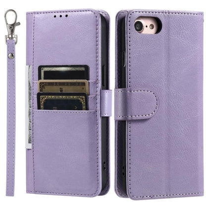 For iPhone 16e Simple 6-Card Wallet Leather Phone Case(Purple) by bashfashion