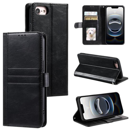 For iPhone 16e Simple 6-Card Wallet Leather Phone Case(Black) by bashfashion