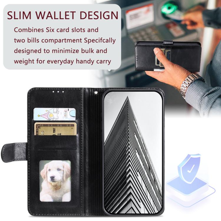 For iPhone 16e Simple 6-Card Wallet Leather Phone Case(Black) by bashfashion