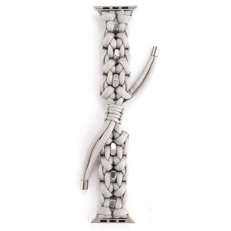 For Apple Watch SE 2023 44mm Screw Nut Braided Paracord Watch Band(White) by bashfashion