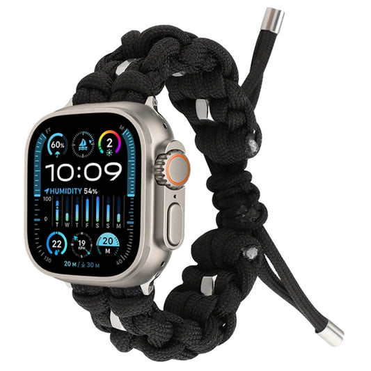 For Apple Watch Ultra 2 49mm Screw Nut Braided Paracord Watch Band(Black) by bashfashion