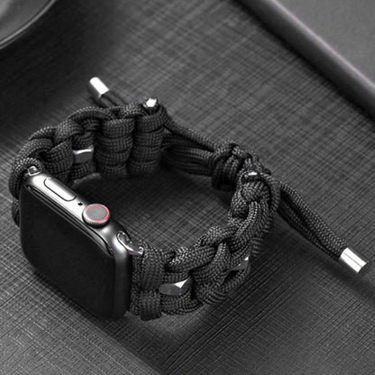 For Apple Watch Ultra 2 49mm Screw Nut Braided Paracord Watch Band(Black) by bashfashion