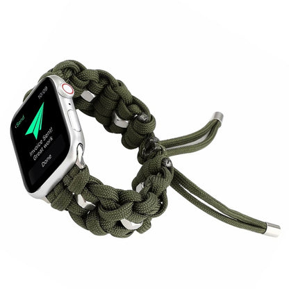 For Apple Watch Series 9 45mm Screw Nut Braided Paracord Watch Band(Green) by bashfashion
