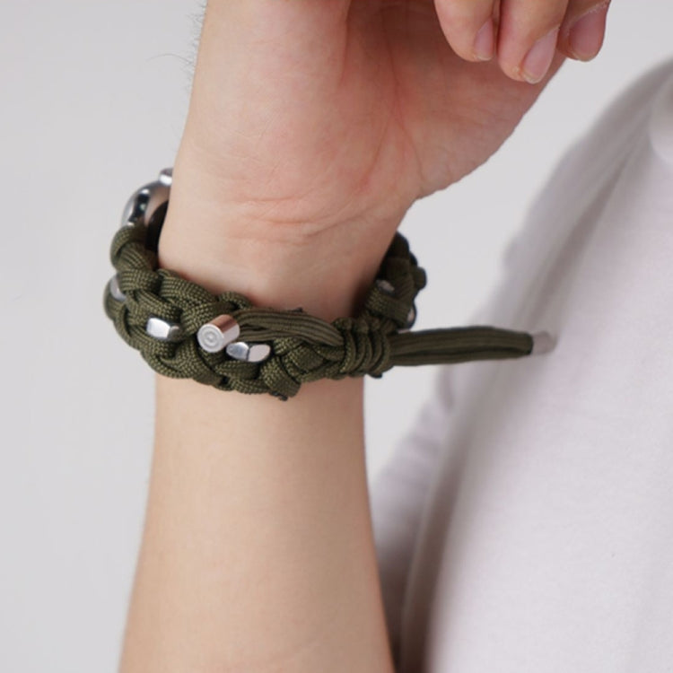 For Apple Watch Series 9 45mm Screw Nut Braided Paracord Watch Band(Green) by bashfashion