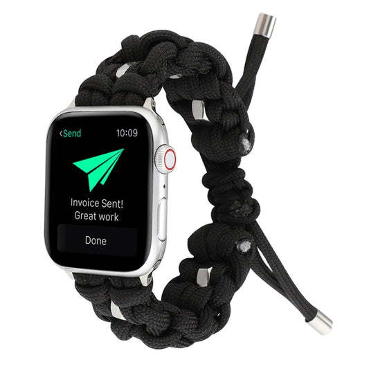 For Apple Watch Series 9 41mm Screw Nut Braided Paracord Watch Band(Black) by bashfashion