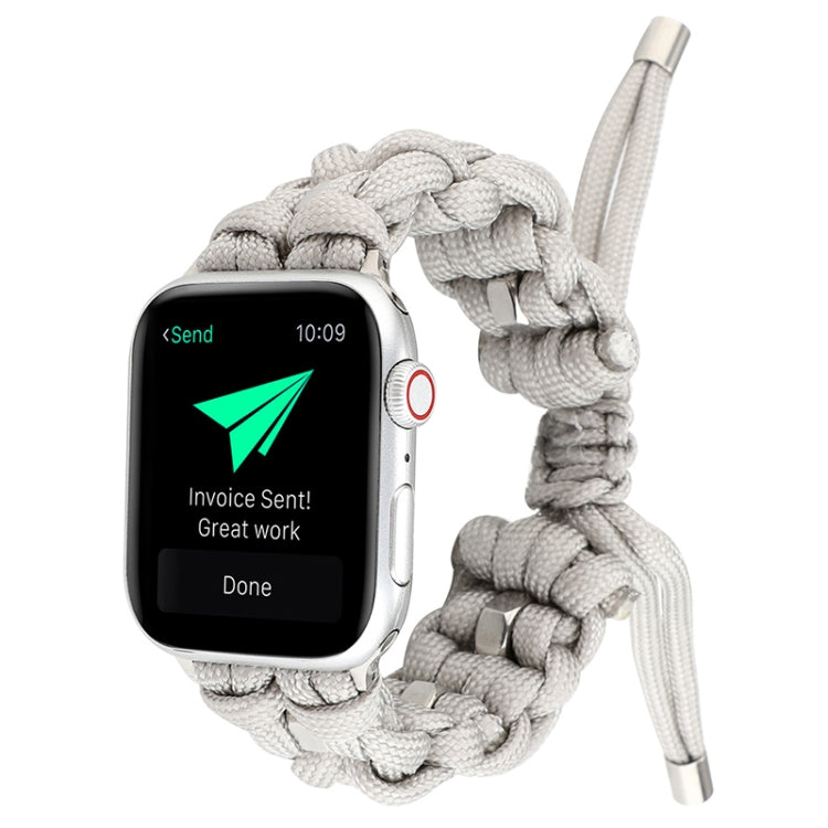 For Apple Watch Series 9 41mm Screw Nut Braided Paracord Watch Band(White) by bashfashion