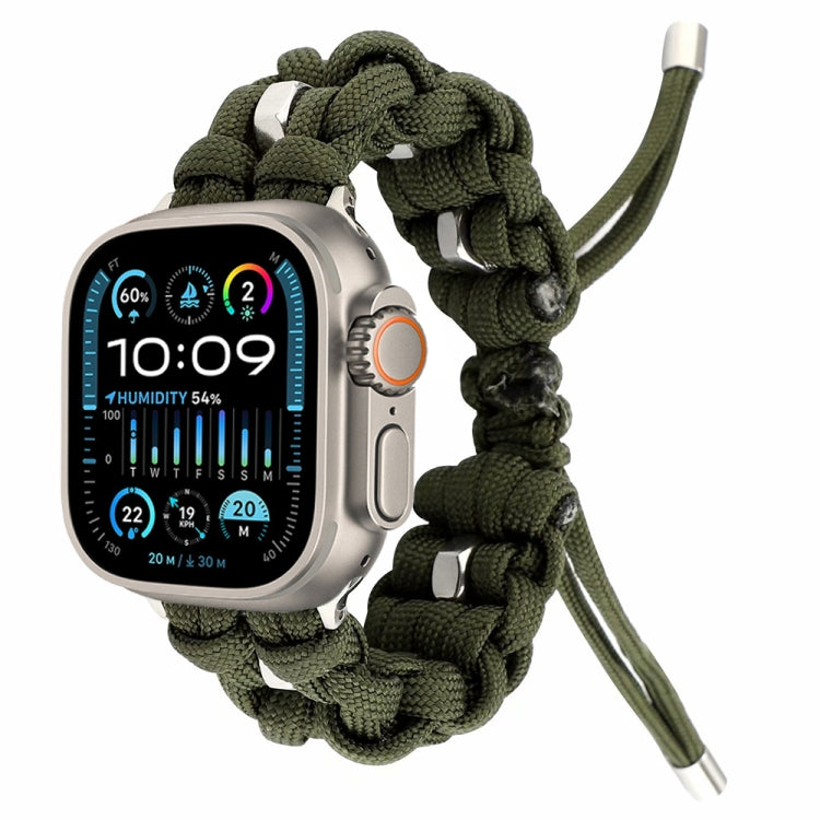 For Apple Watch Ultra 49mm Screw Nut Braided Paracord Watch Band(Green) by bashfashion