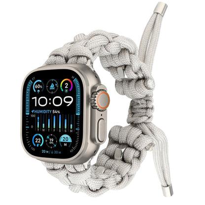 For Apple Watch Ultra 49mm Screw Nut Braided Paracord Watch Band(White) by bashfashion