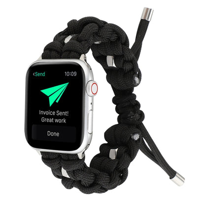 For Apple Watch Series 8 45mm Screw Nut Braided Paracord Watch Band(Black) by bashfashion