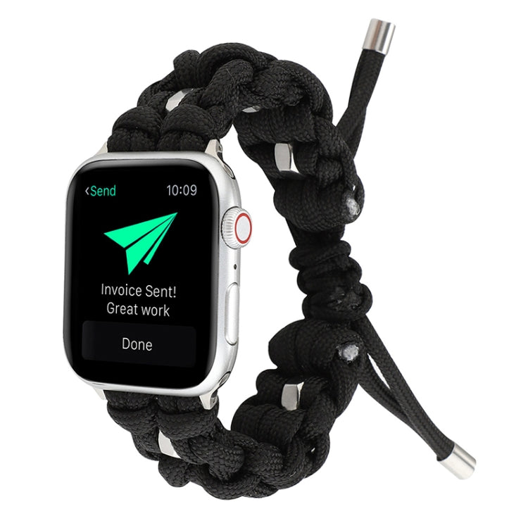 For Apple Watch SE 2022 40mm Screw Nut Braided Paracord Watch Band(Black) by bashfashion