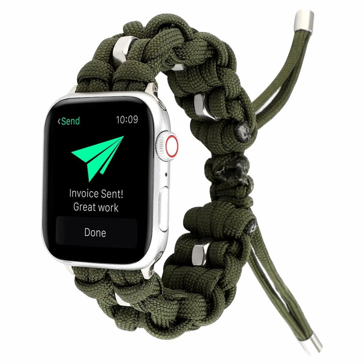 For Apple Watch SE 2022 40mm Screw Nut Braided Paracord Watch Band(Green) by bashfashion